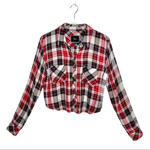 Rails Red Plaid Cropped Shirt Sz S